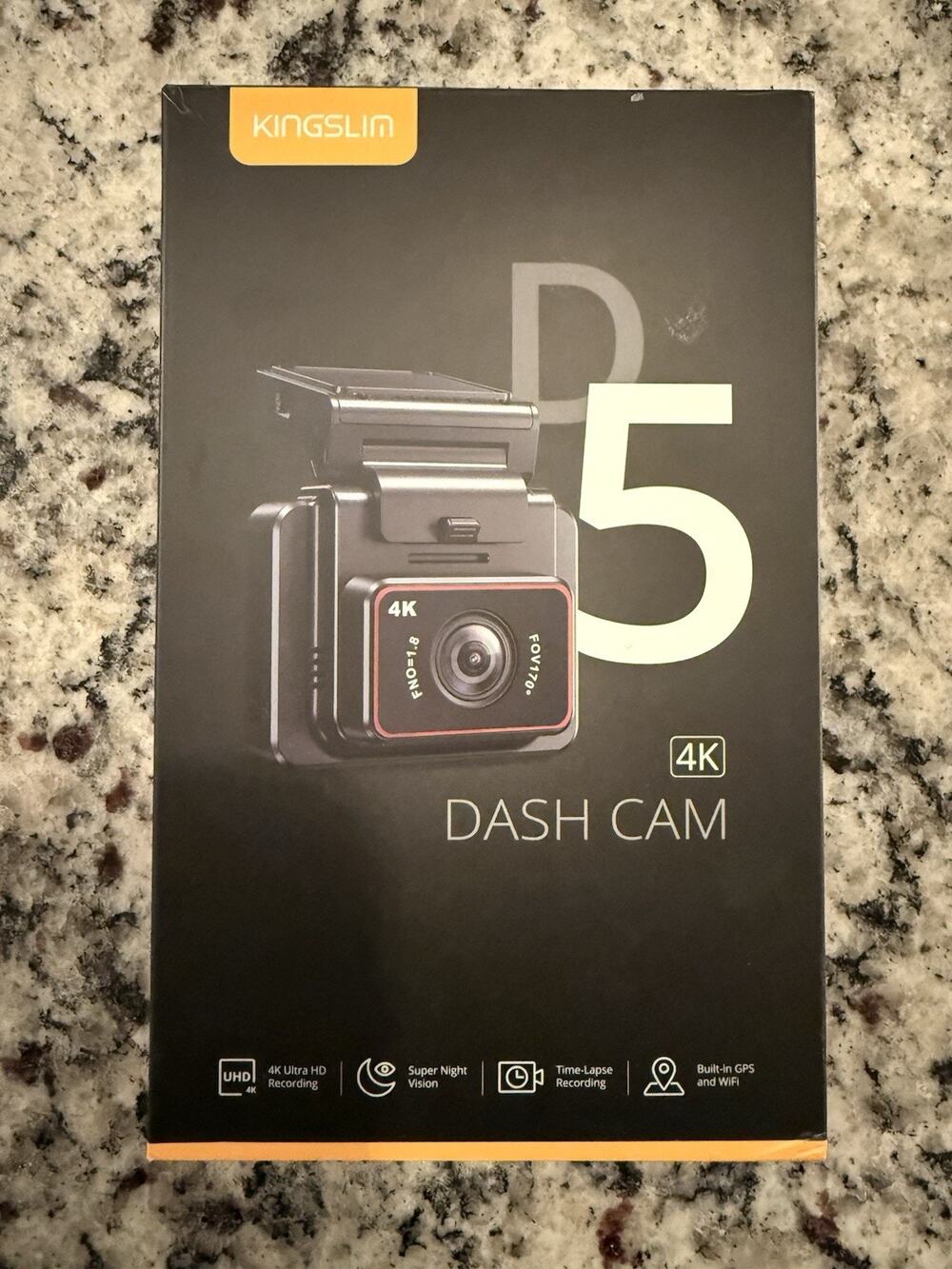 KINGSLIM D5 4K Dash Cam – GPS + WiFi + Night Vision + Parking Monitor – Open Box